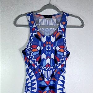 Maxi Dress Blue Geometric Women's
